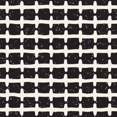 Elle çizilmiş stil etnik seamless modeli. Grungy geometrik şekiller arka plan siyah ve beyaz.