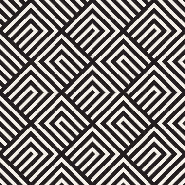 Vektörsüz mozaik çizgiler. Modern stil soyut doku. Çizgili elementlerle geometrik fayanslar tekrarlanıyor