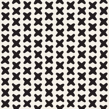 Elle çizilmiş stil etnik seamless modeli. Grungy geometrik şekiller arka plan siyah ve beyaz.