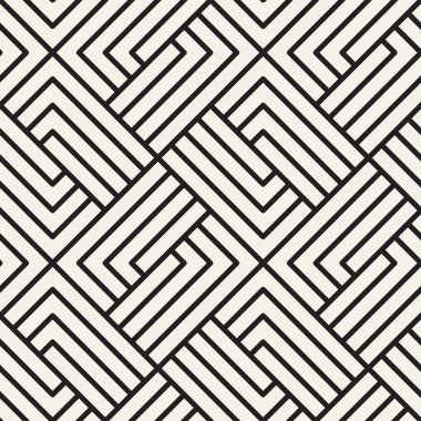 Soyut geometrik desen çizgili. Vektör sorunsuz arka plan. Siyah ve beyaz doğrusal kafes doku.