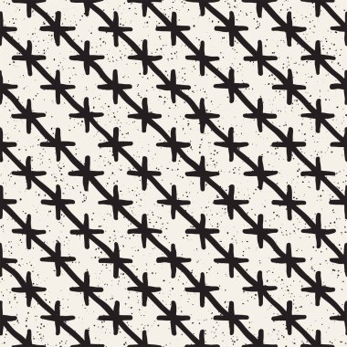 Elle çizilmiş stil etnik seamless modeli. Grungy geometrik şekiller arka plan siyah ve beyaz.