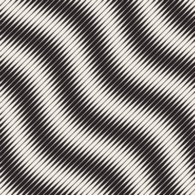 Dalgalı çizgiler vektör seamless modeli. Retro dalgalı oyma doku. Geometrik zikzak çizgiler tasarım.