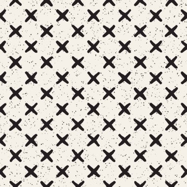 Elle çizilmiş stil etnik seamless modeli. Grungy geometrik şekiller arka plan siyah ve beyaz.