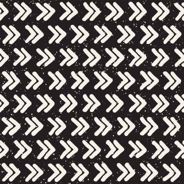 Elle çizilmiş stil etnik seamless modeli. Grungy geometrik şekiller arka plan siyah ve beyaz.