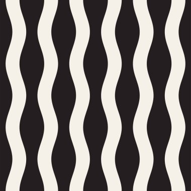 Vektör sorunsuz siyah beyaz dalgalı çizgi deseni. Geometrik basit arka plan tasarlamak.