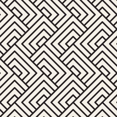 Soyut geometrik desen çizgili. Vektör sorunsuz arka plan. Siyah ve beyaz doğrusal kafes doku.