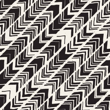 Vektör Dikişsiz serbest desen. Tek renkli yazdırma elle çizilmiş chevron Tekstürlü doodle. Modern grafik tasarım.