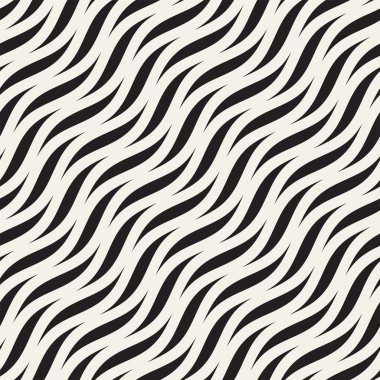 Vektör sorunsuz siyah ve beyaz elle çizilmiş dalgalı çizgiler basit bilmece