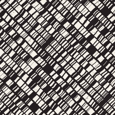 Dikişsiz el çekilmiş tarzı chevron desen siyah ve beyaz. Soyut vektör grungy arka plan