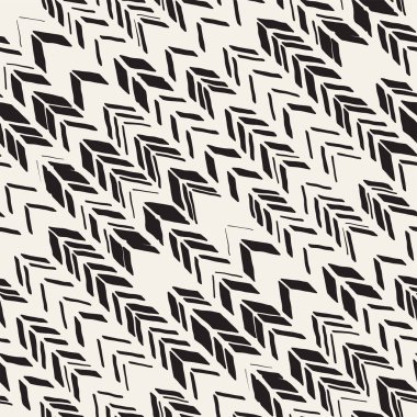 Dikişsiz el çekilmiş tarzı chevron desen siyah ve beyaz. Soyut vektör grungy arka plan