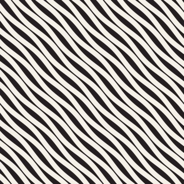 Vektör sorunsuz siyah ve beyaz dalgalı basit desen hatları. Geometrik arka plan