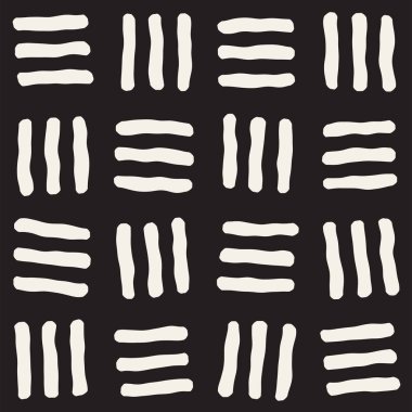 Elle çizilmiş çizgiler seamless grungy modeli. Soyut geometrik yinelenen kiremit doku siyah beyaz.