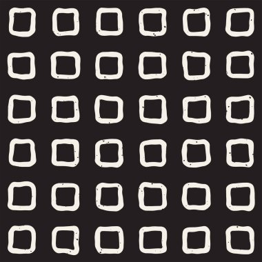 El çizimi pürüzsüz desen. Soyut geometrik şekiller arka plan siyah ve beyaz. Vektör etnik stil kirli dokusu.