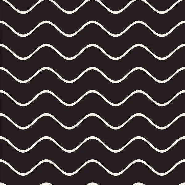 Vector Seamless Black White Wavy Lines Simple Pattern Abstract Geometric — Stock Vector