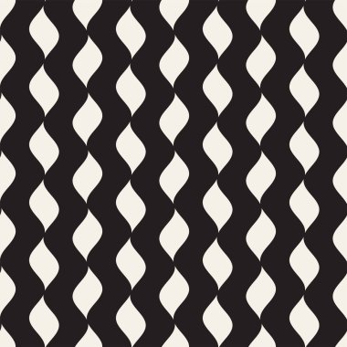 Vektör sorunsuz siyah ve beyaz dalgalı basit desen hatları. Geometrik arka plan