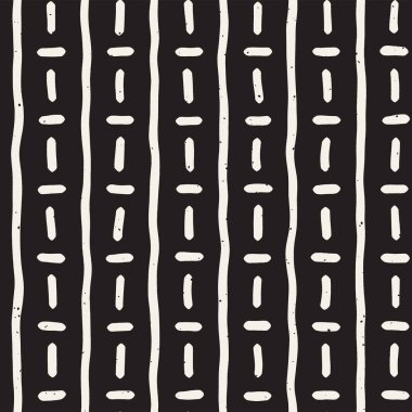 El çizimi pürüzsüz desen. Soyut geometrik şekiller arka plan siyah ve beyaz. Vektör etnik stil kirli dokusu.