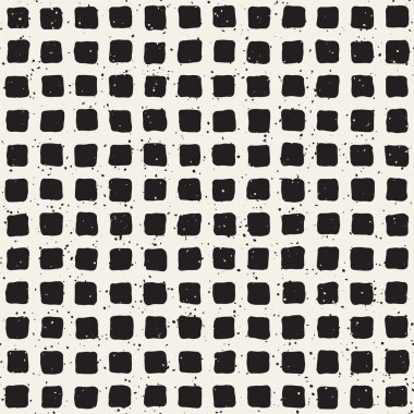 El çizimi pürüzsüz desen. Soyut geometrik şekiller arka plan siyah ve beyaz. Vektör etnik stil kirli dokusu.