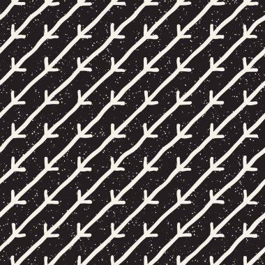 El çizimi pürüzsüz desen. Soyut geometrik şekiller arka plan siyah ve beyaz. Vektör etnik stil kirli dokusu.