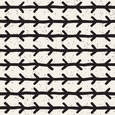Elle çizilmiş çizgiler seamless grungy modeli. Soyut geometrik yinelenen kiremit doku siyah beyaz.