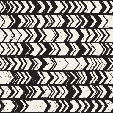 Dikişsiz el çekilmiş tarzı chevron desen siyah ve beyaz. Soyut vektör grungy arka plan
