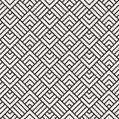 Soyut geometrik desen çizgili. Vektör sorunsuz arka plan. Siyah ve beyaz doğrusal kafes doku.
