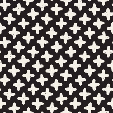 El çizimi pürüzsüz desen. Soyut geometrik şekiller arka plan siyah ve beyaz. Vektör etnik stil kirli dokusu.