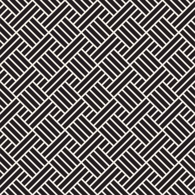 Soyut geometrik desen çizgili. Vektör sorunsuz arka plan. Siyah ve beyaz doğrusal kafes doku.