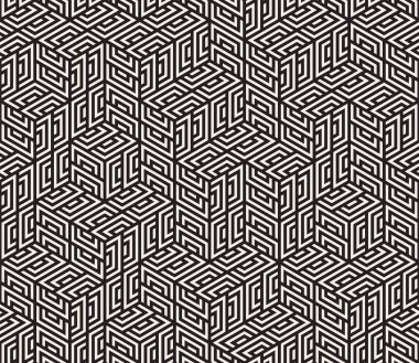 Vektör kusursuz desen. Modern stil soyut doku. Çizgili elementten geometrik fayanslar tekrarlanıyor