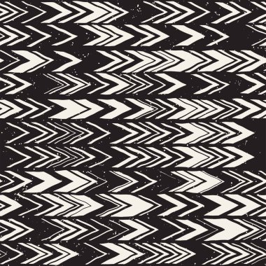 Dikişsiz el çekilmiş tarzı chevron desen siyah ve beyaz. Soyut vektör grungy arka plan