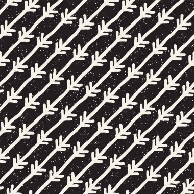 El çizimi pürüzsüz desen. Soyut geometrik şekiller arka plan siyah ve beyaz. Vektör etnik stil kirli dokusu.