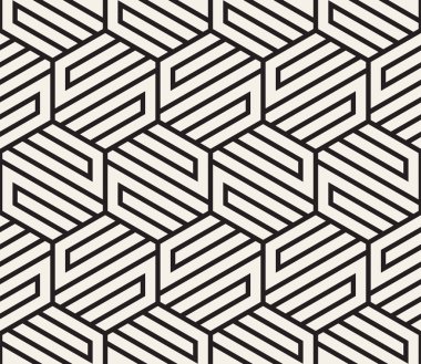 Vektör kusursuz desen. Modern stil soyut doku. Çizgili elementten geometrik fayanslar tekrarlanıyor