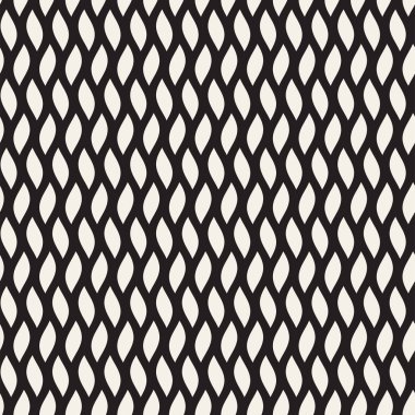 Vektör sorunsuz siyah ve beyaz dalgalı basit desen hatları. Geometrik arka plan