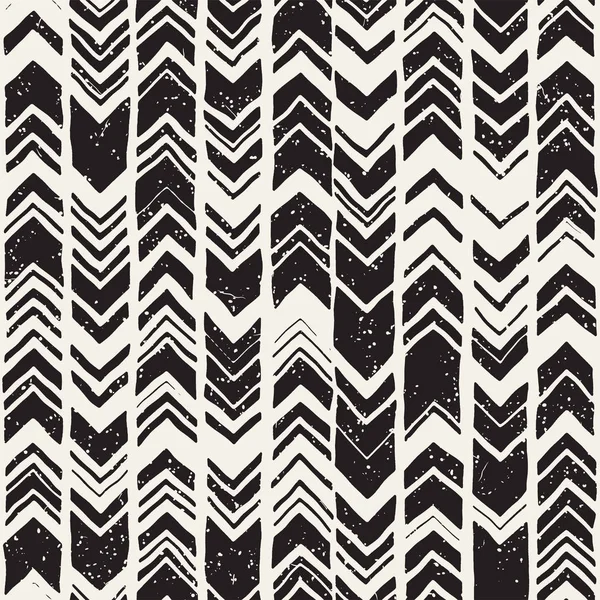 Seamless Hand Drawn Style Chevron Pattern Black White Abstract Vector — Stock Vector
