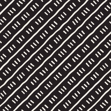 Elle çizilmiş çizgiler seamless grungy modeli. Soyut geometrik yinelenen kiremit doku siyah beyaz.