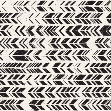 Dikişsiz el çekilmiş tarzı chevron desen siyah ve beyaz. Soyut vektör grungy arka plan