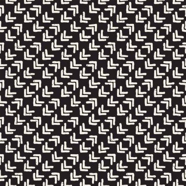 El çizimi pürüzsüz desen. Soyut geometrik şekiller arka plan siyah ve beyaz. Vektör etnik stil kirli dokusu.