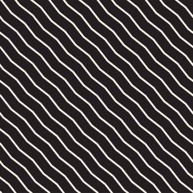 Vektör sorunsuz siyah ve beyaz dalgalı basit desen hatları. Geometrik arka plan
