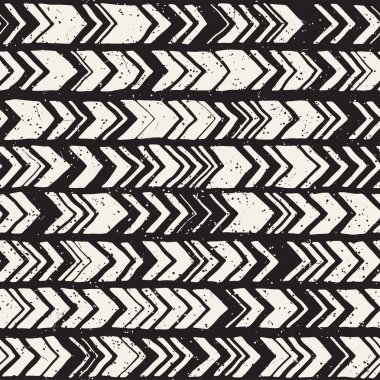 Dikişsiz el çekilmiş tarzı chevron desen siyah ve beyaz. Soyut vektör grungy arka plan