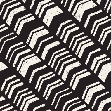 Dikişsiz el çekilmiş tarzı chevron desen siyah ve beyaz. Soyut vektör grungy arka plan