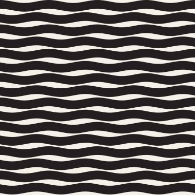 Vektör sorunsuz siyah ve beyaz dalgalı basit desen hatları. Geometrik arka plan