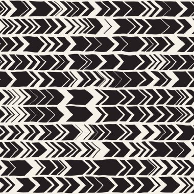 Dikişsiz el çekilmiş tarzı chevron desen siyah ve beyaz. Soyut vektör grungy arka plan