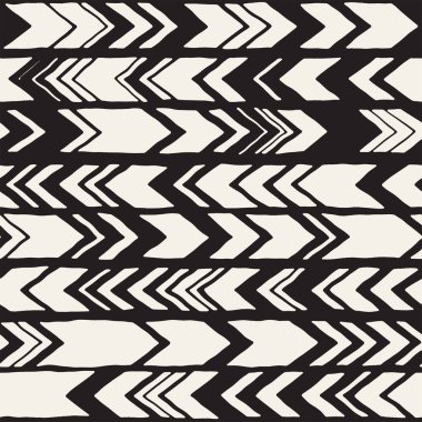 Dikişsiz el çekilmiş tarzı chevron desen siyah ve beyaz. Soyut vektör grungy arka plan
