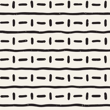 El çizimi pürüzsüz desen. Soyut geometrik şekiller arka plan siyah ve beyaz. Vektör etnik stil kirli dokusu.