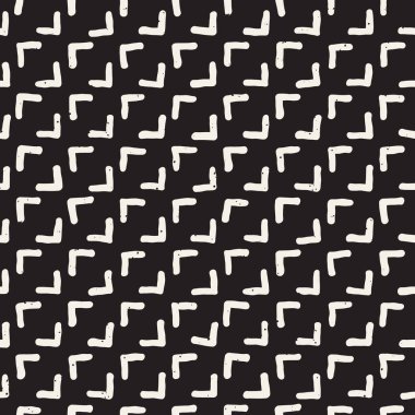 El çizimi pürüzsüz desen. Soyut geometrik şekiller arka plan siyah ve beyaz. Vektör etnik stil kirli dokusu.