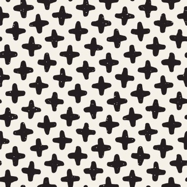 El çizimi pürüzsüz desen. Soyut geometrik şekiller arka plan siyah ve beyaz. Vektör etnik stil kirli dokusu.