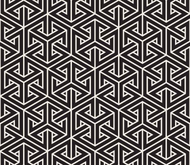 Vektör kusursuz desen. Modern stil soyut doku. Çizgili elementten geometrik fayanslar tekrarlanıyor