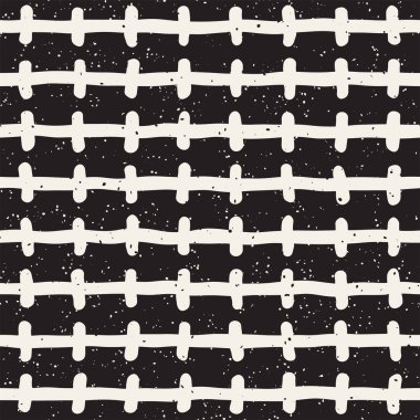 Elle çizilmiş çizgiler seamless grungy modeli. Soyut geometrik yinelenen kiremit doku siyah beyaz.