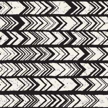 Dikişsiz el çekilmiş tarzı chevron desen siyah ve beyaz. Soyut vektör grungy arka plan
