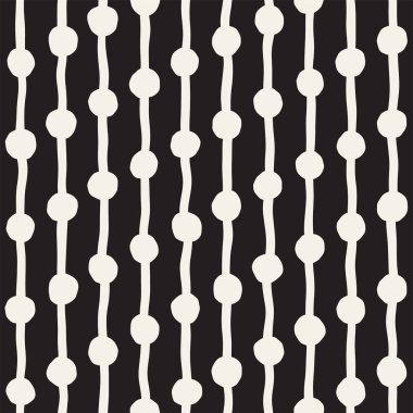 Elle çizilmiş seamless modeli. Arka plan siyah ve beyaz soyut geometrik şekiller. Vektör etnik tarzı doku.