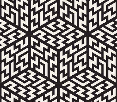 Vektör kusursuz desen. Modern stil soyut doku. Çizgili elementlerden geometrik fayanslar tekrarlanıyor